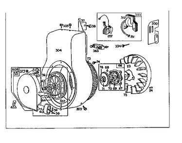 Flywheel Assembly Diagram and Parts List for 190400-190499 2650-01 Briggs and Stratton Engine
